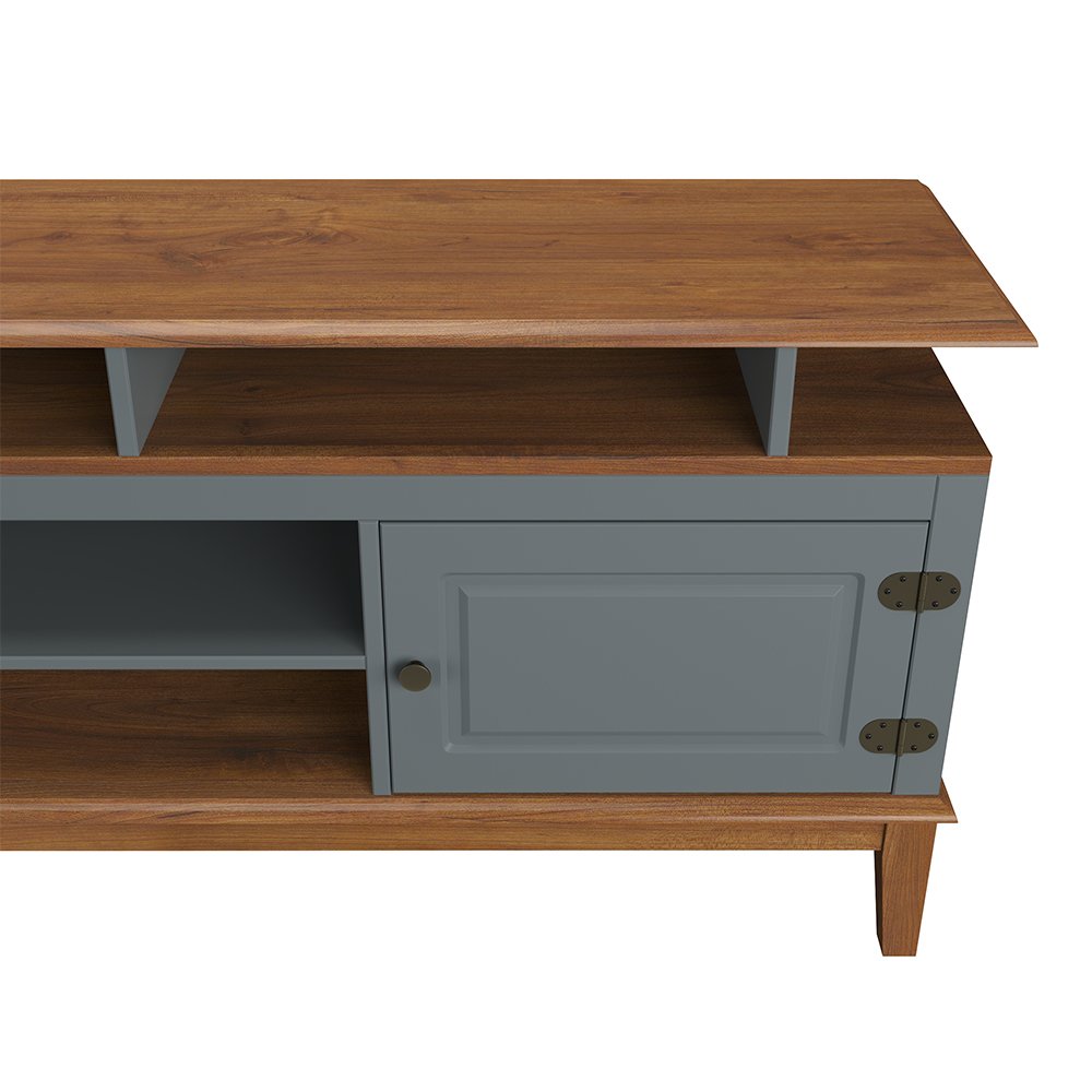 Rack de Madeira Maciça com 2P Base Elevada Cinza