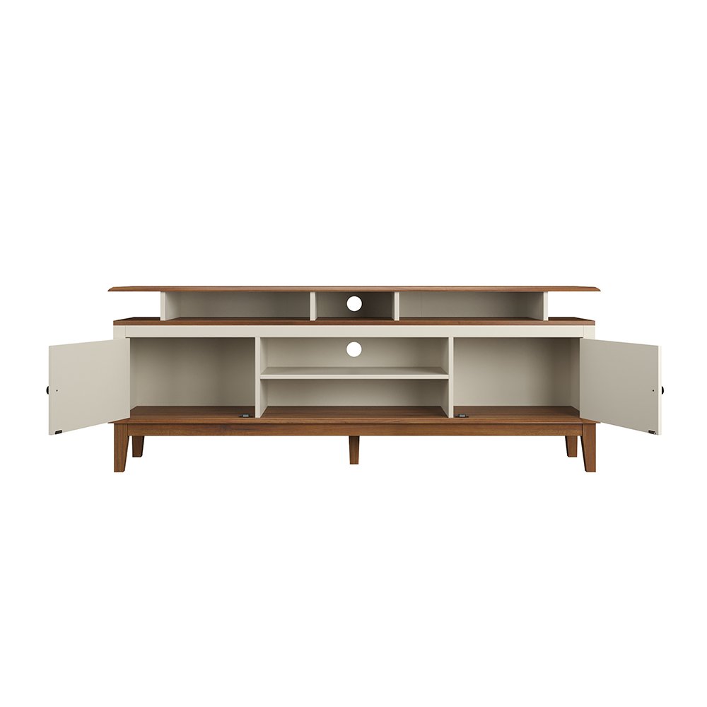 Rack de Madeira Maciça com 2P Base Elevada Off White