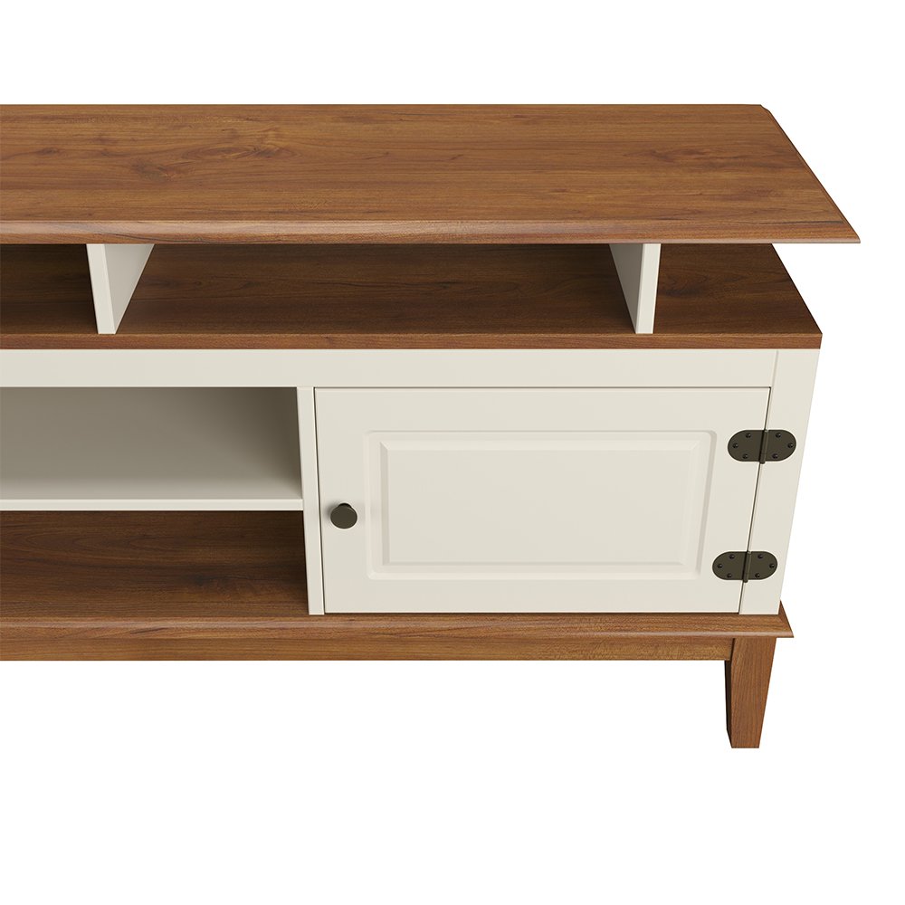 Rack de Madeira Maciça com 2P Base Elevada Off White