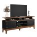 Rack de Madeira Maciça com 2P Base Elevada Preto
