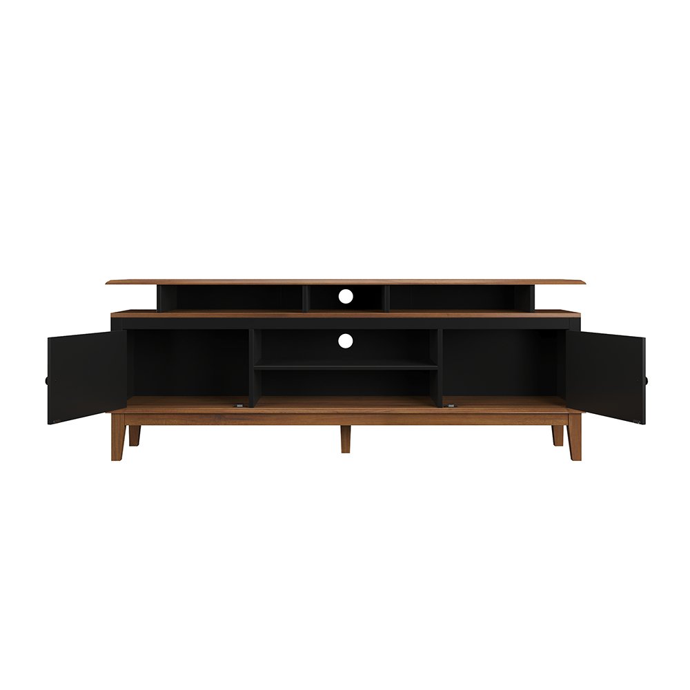 Rack de Madeira Maciça com 2P Base Elevada Preto