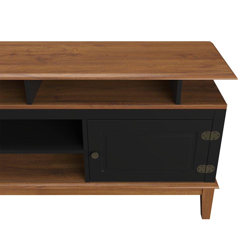 Rack de Madeira Maciça com 2P Base Elevada Preto