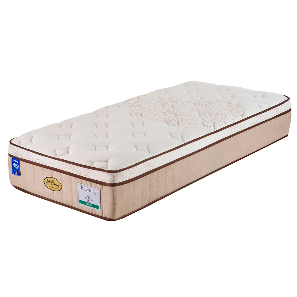 Colchão Solteiro King Elegance Firm Molas Ensacadas (30x96x203) Bege e Branco
