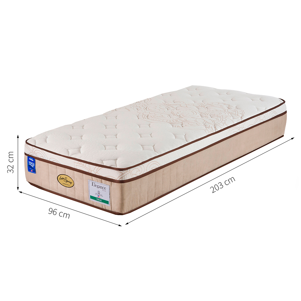 Colchão Solteiro King Elegance Firm Molas Ensacadas (30x96x203) Bege e Branco