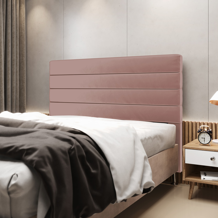 Cabeceira Atlas 160 para Cama Queen N-031 Veludo Rosê Claro Aradecor