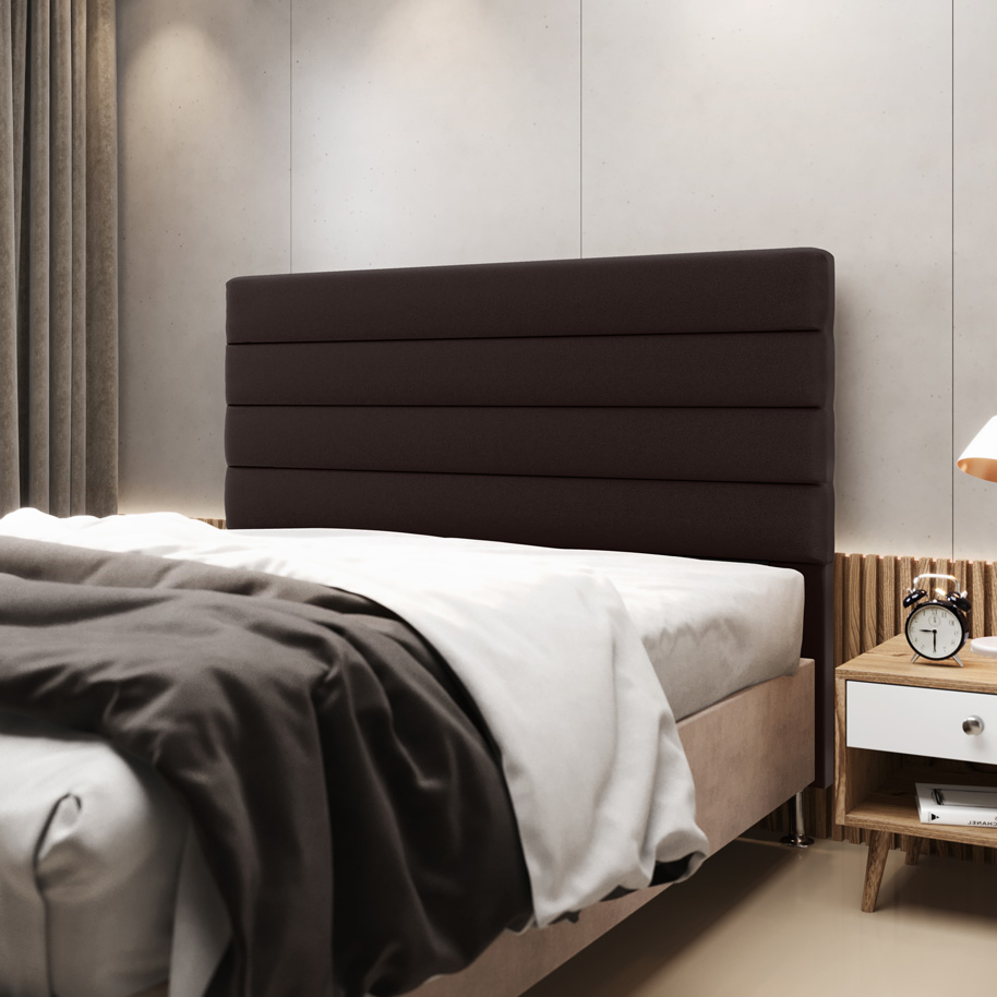 Cabeceira Atlas 195 para Cama King A-011 Couro Marrom Aradecor