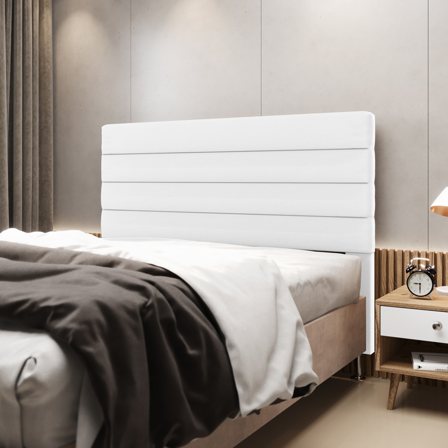 Cabeceira Atlas 195 para Cama King A-013 Couro Branco Aradecor