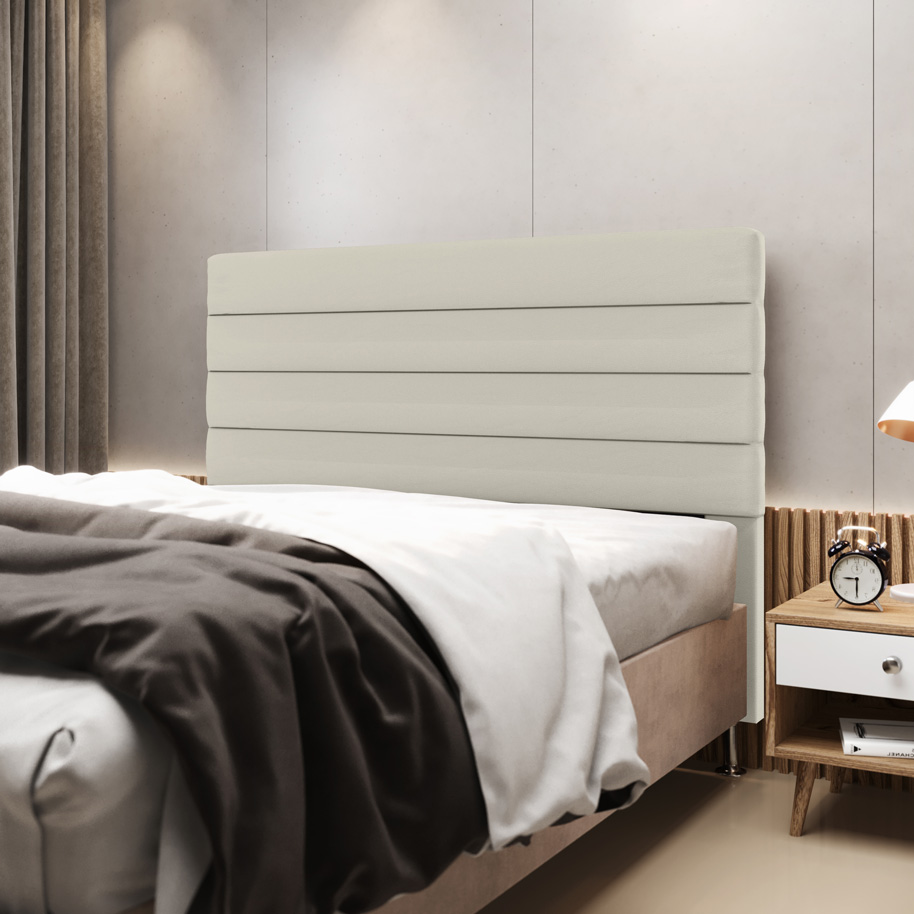 Cabeceira Atlas 195 para Cama King A-017 Couro Bege Aradecor
