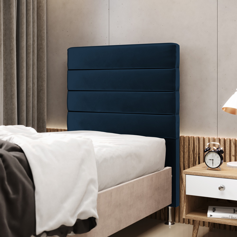 Cabeceira Atlas 90 para Cama de Solteiro N-025 Veludo Azul Marinho Aradecor