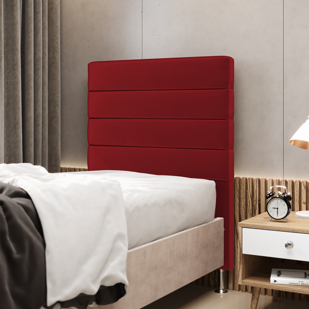 Cabeceira Atlas 90 para Cama de Solteiro N-033 Veludo Vermelho Aradecor