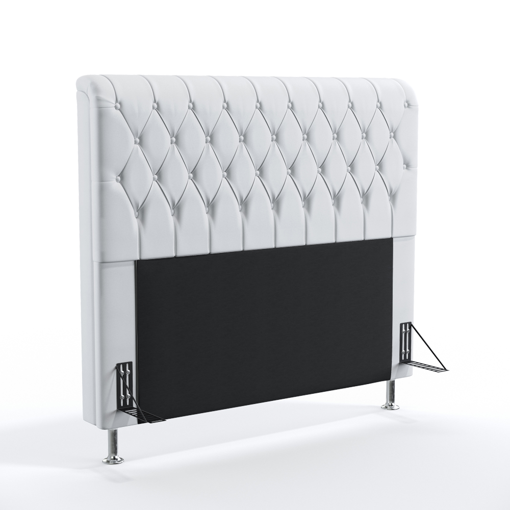 Cabeceira Bellatrix 140 Para Cama De Casal Couro Artificial Branco Aradecor
