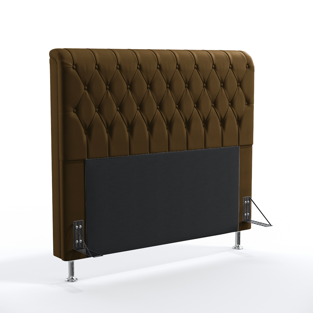Cabeceira Bellatrix 160 Decorativa de Cama Queen N-027 Veludo Marrom Chocolate Aradecor
