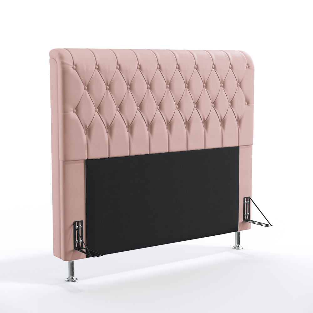 Cabeceira Bellatrix 160 Decorativa de Cama Queen N-031 Veludo Rosê Claro Aradecor