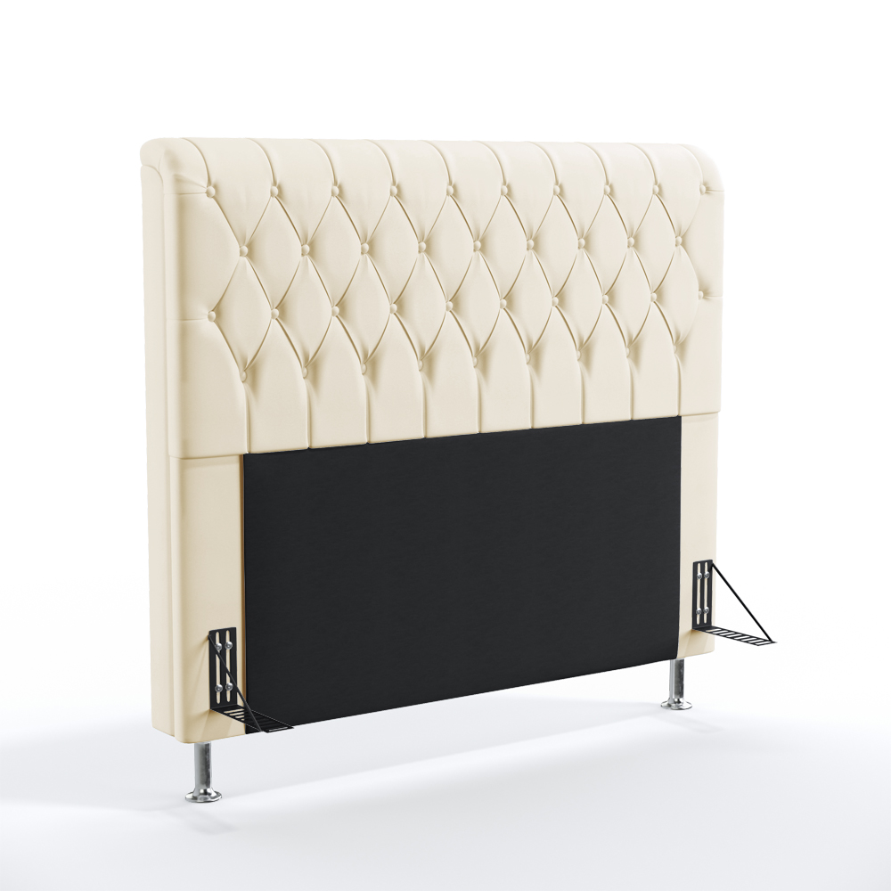 Cabeceira Bellatrix 195 Decorativa de Cama King N-030 Veludo Bege Aradecor