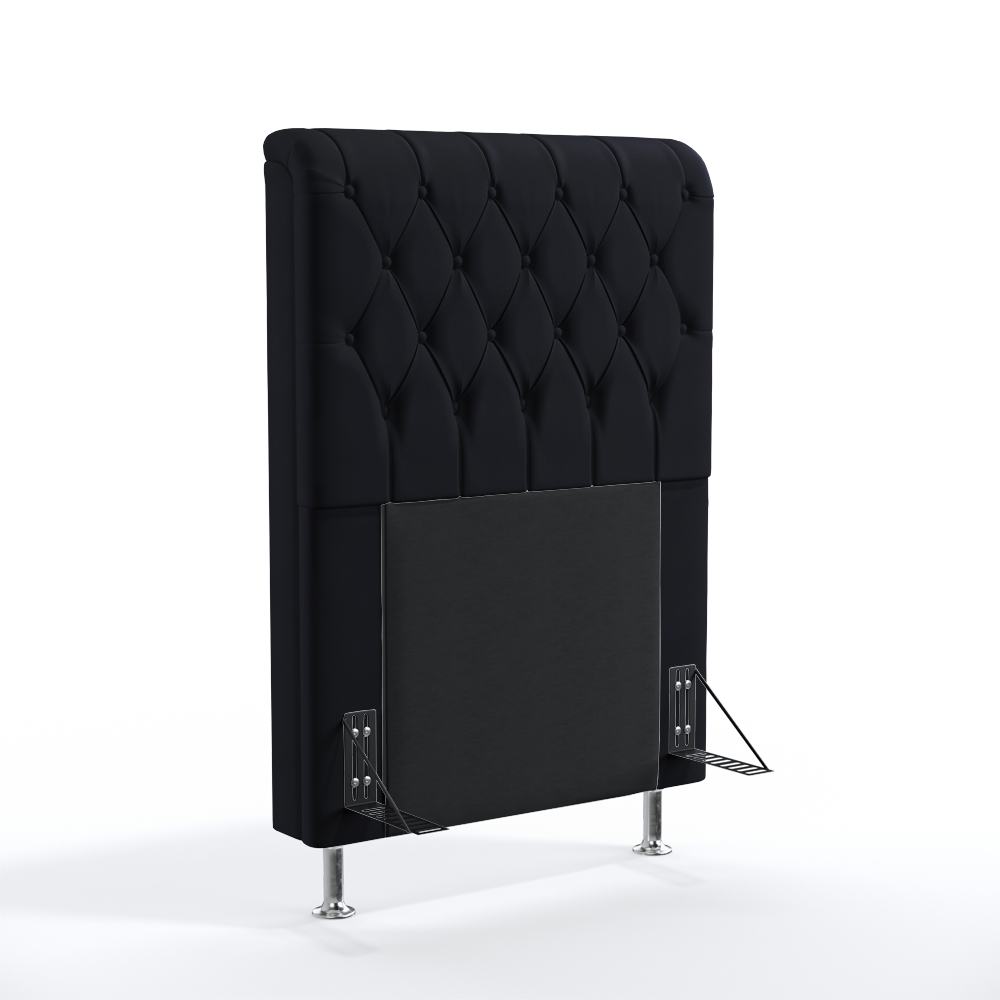 Cabeceira Bellatrix 90 Decorativa de Cama Solteiro N-024 Veludo Preto Aradecor