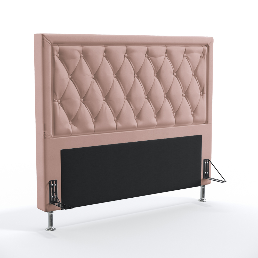 Cabeceira Centaurus 140 Decorativa de Cama Casal N-031 Veludo Rosê Claro Aradecor