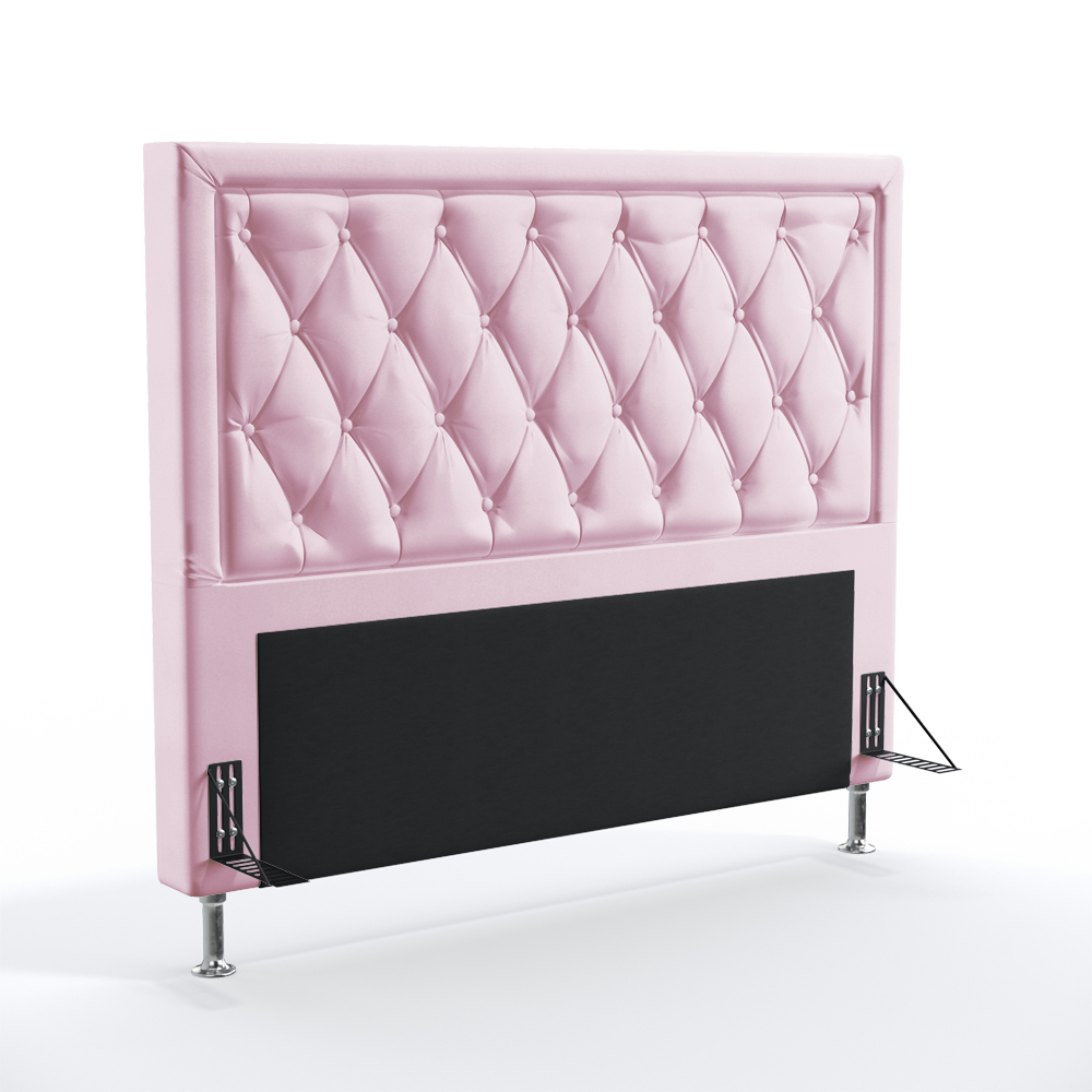 Cabeceira Centaurus 195 Decorativa de Cama King Z-021 Sued Rosa Bebê Aradecor
