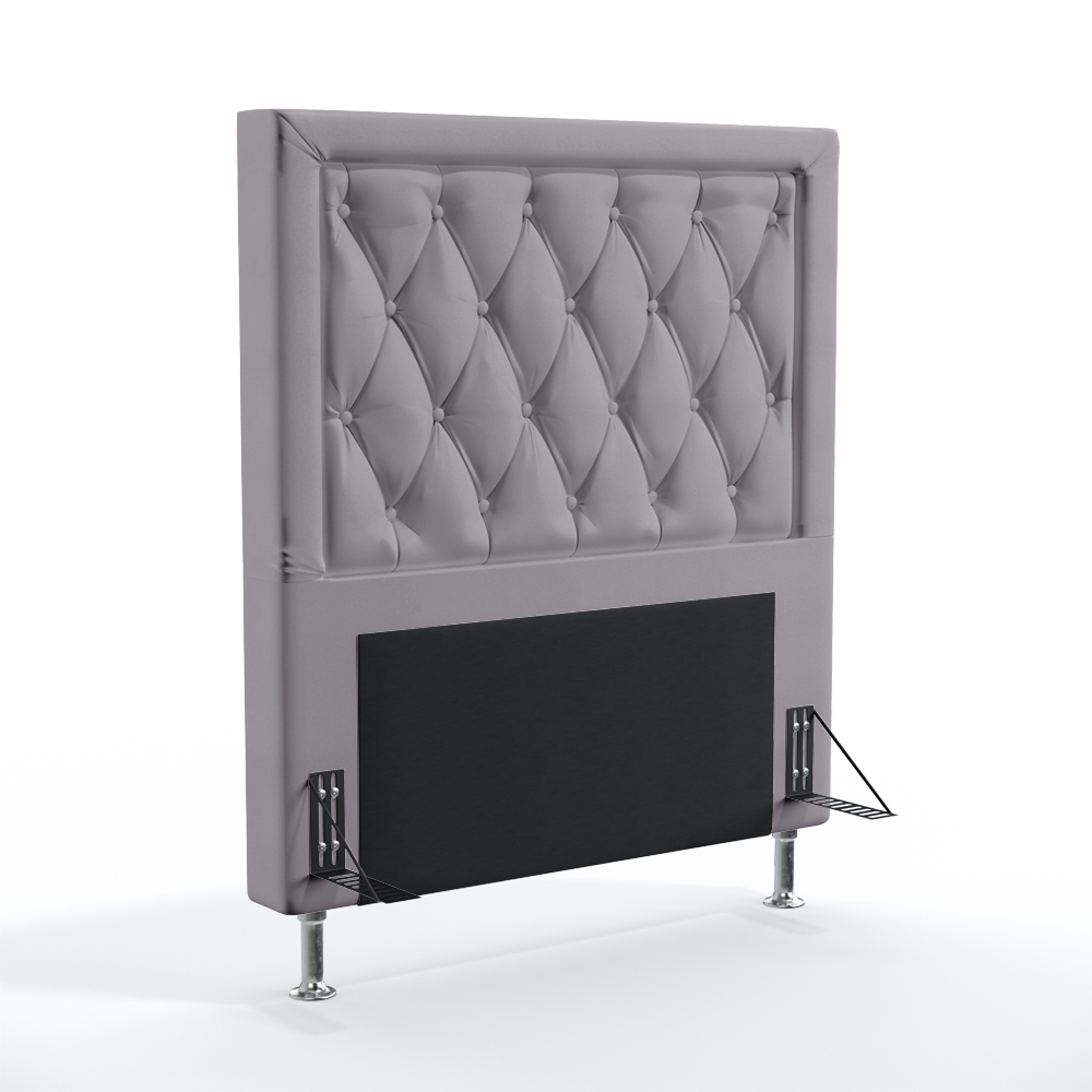 Cabeceira Centaurus 90 Decorativa de Cama Solteiro N-023 Veludo Cinza Claro Aradecor