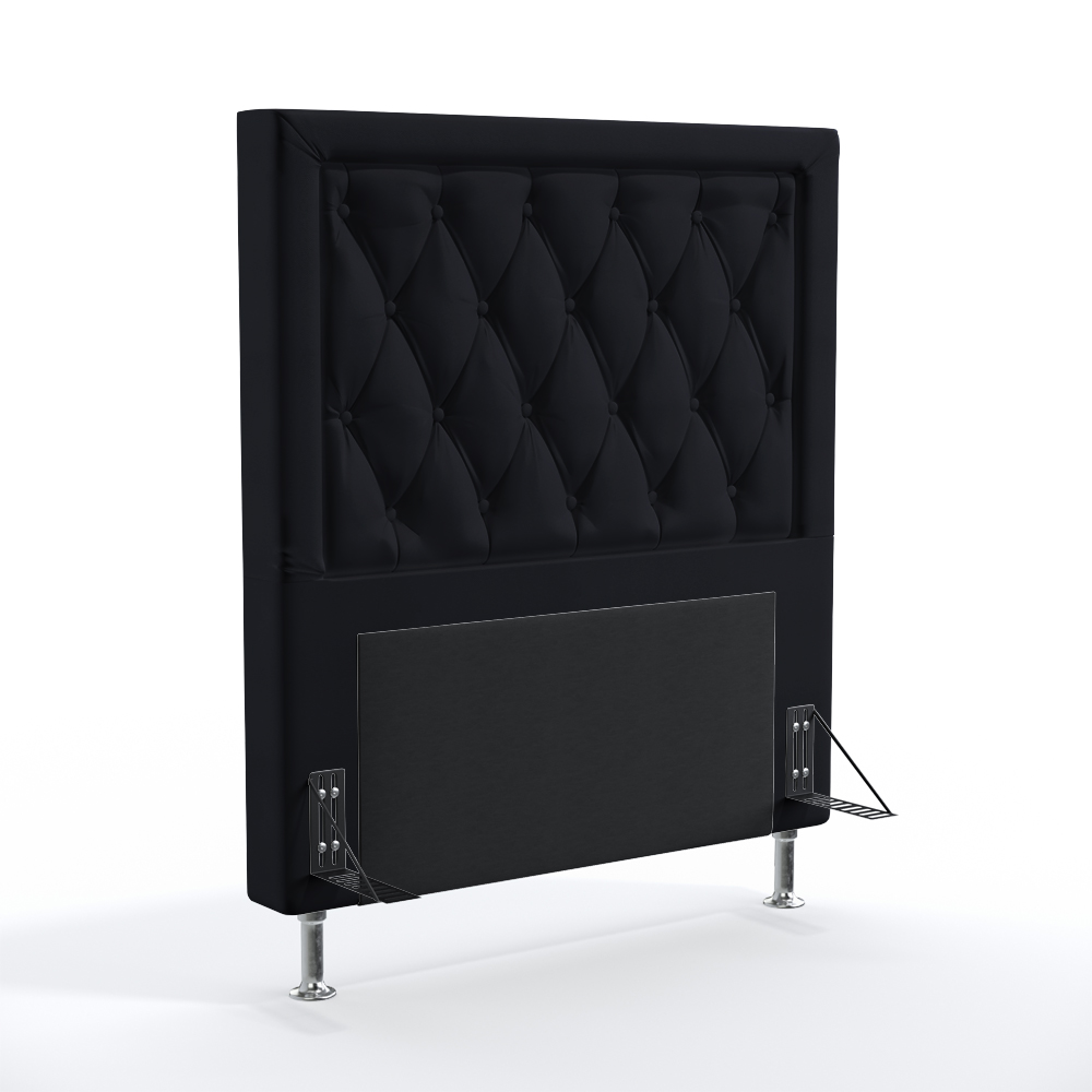 Cabeceira Centaurus 90 Decorativa de Cama Solteiro N-024 Veludo Preto Aradecor