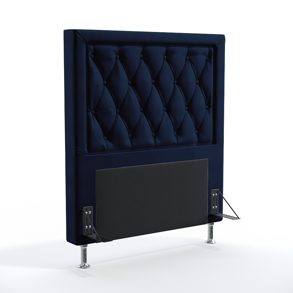 Cabeceira Centaurus 90 Decorativa de Cama Solteiro N-025 Veludo Azul Marinho Aradecor