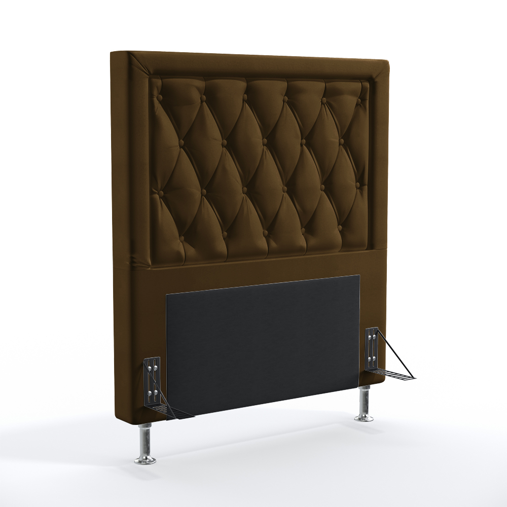 Cabeceira Centaurus 90 Decorativa de Cama Solteiro N-027 Veludo Marrom Chocolate Aradecor