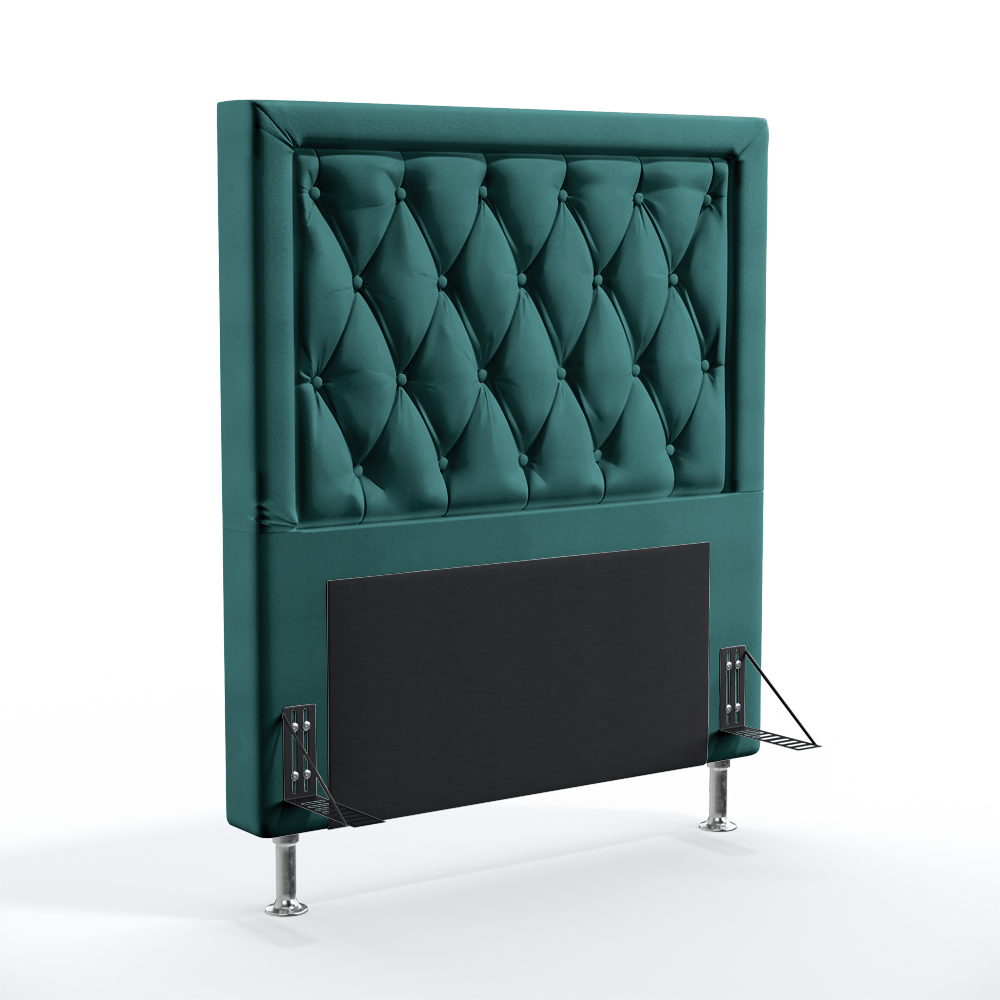 Cabeceira Centaurus 90 Decorativa de Cama Solteiro N-032 Veludo Verde Petróleo Aradecor