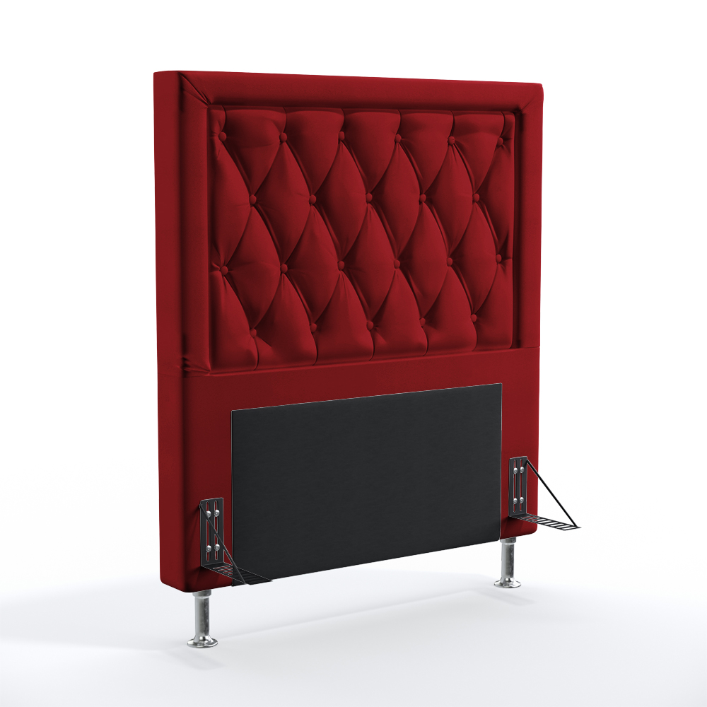 Cabeceira Centaurus 90 Decorativa de Cama Solteiro N-033 Veludo Vermelho Aradecor