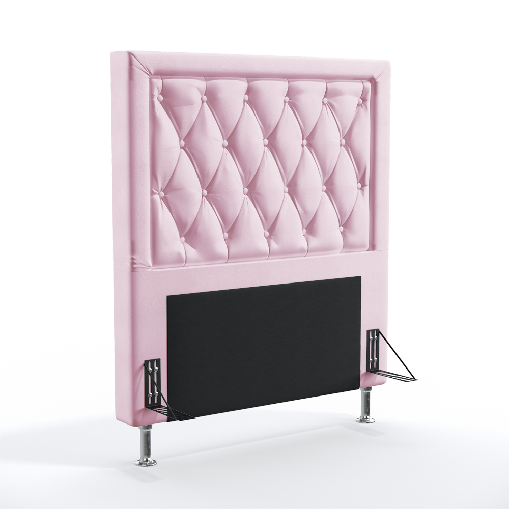 Cabeceira Centaurus 90 Decorativa de Cama Solteiro Z-021 Sued Rosa Bebê Aradecor