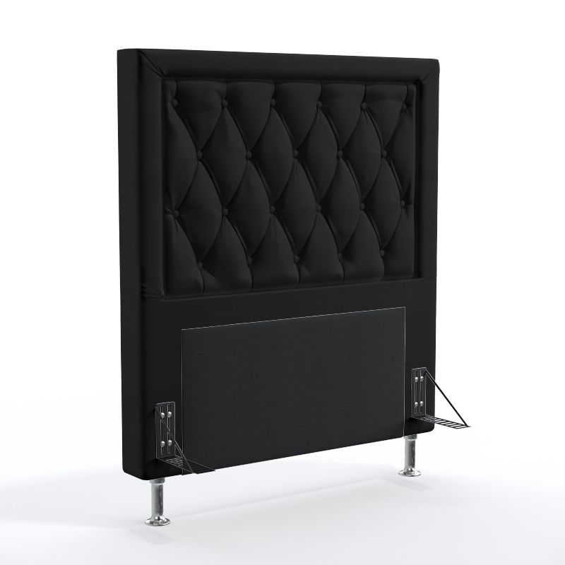 Cabeceira Centaurus 90 Para Cama De Solteiro Couro Artificial Preto Aradecor