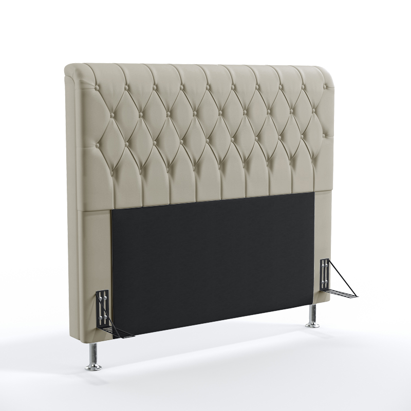 Cabeceira Estofada Bellatrix 160 Para Cama Queen Couro Artificial Bege Aradecor