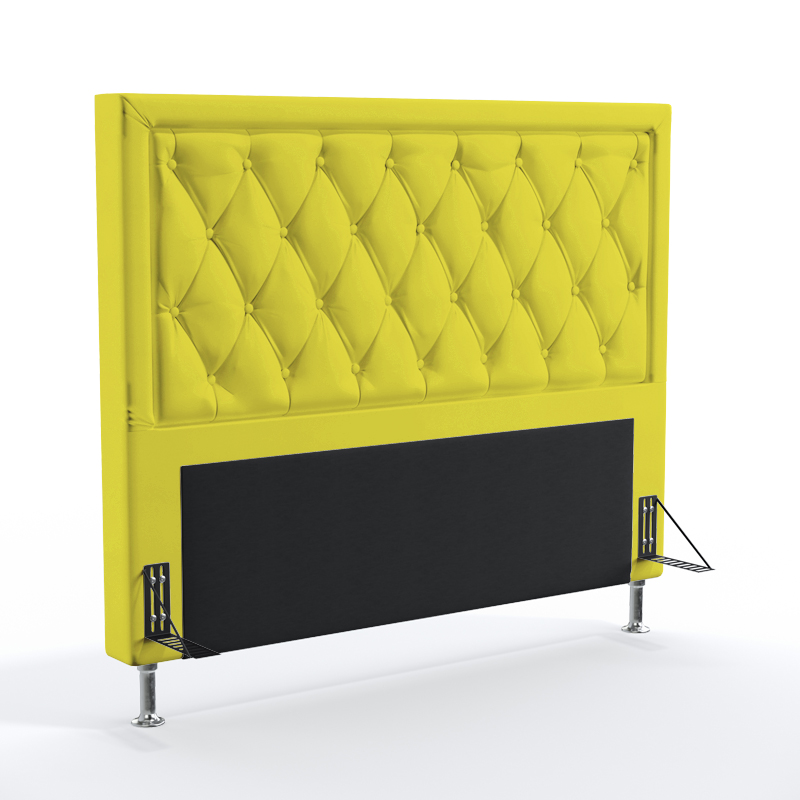 Cabeceira Estofada Centaurus 195 Para Cama King Sued Amarelo Aradecor