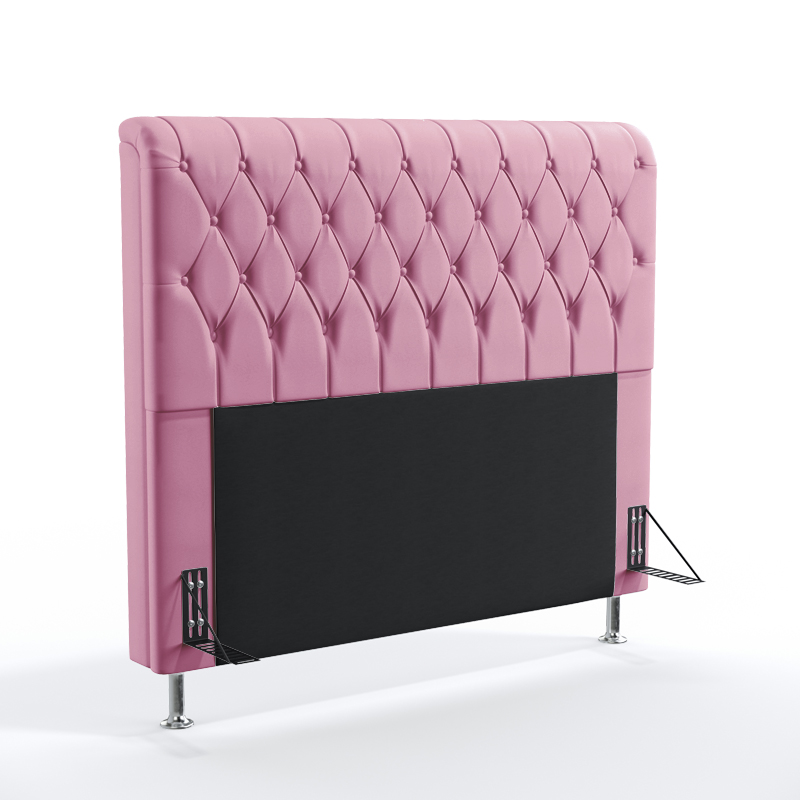 Cabeceira Estofada Decorativa Para Cama Box Bellatrix 140 Para Cama de Casal Suede Rosê Aradecor