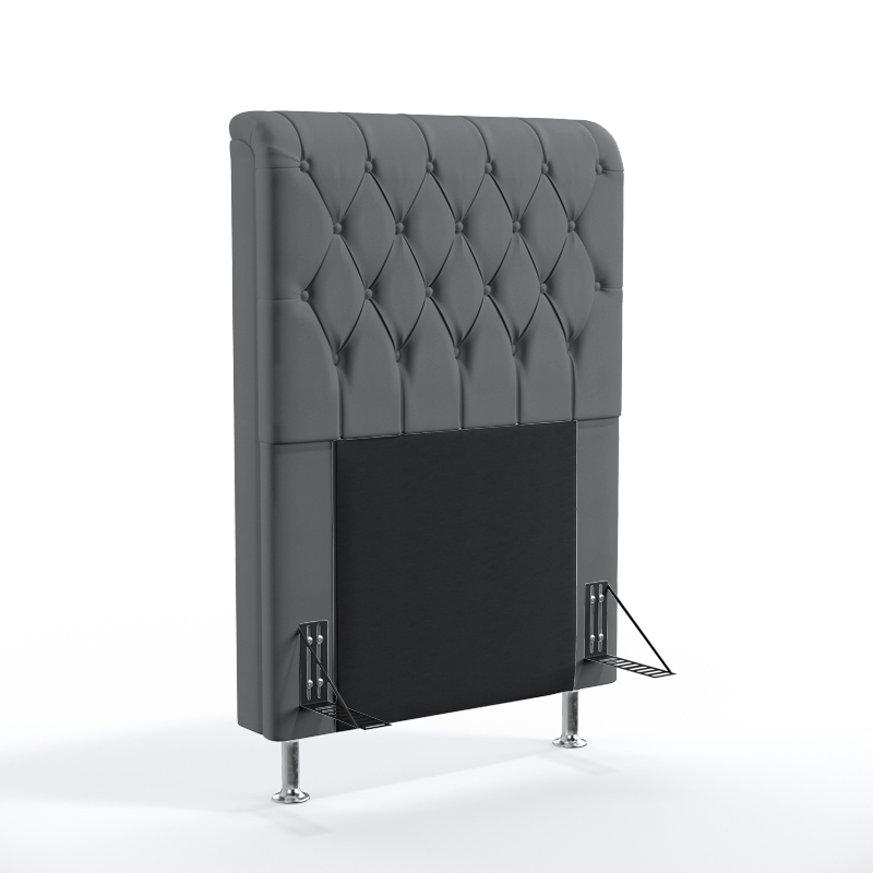 Cabeceira Estofada Decorativa Para Cama Box Bellatrix 90 Para Cama de Solteiro Suede Cinza Aradecor