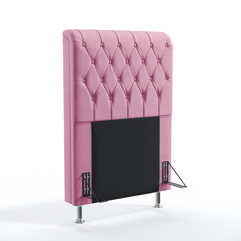 Cabeceira Estofada Decorativa Para Cama Box Bellatrix 90 Para Cama de Solteiro Suede Rosê Aradecor
