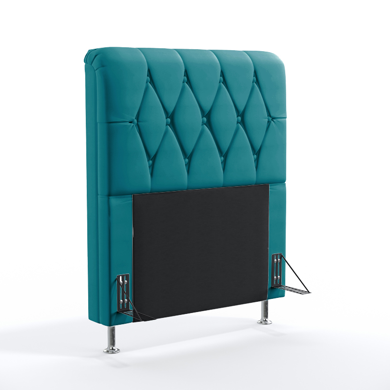 Cabeceira Estofada Decorativa Sirius 90 Para Cama de Solteiro Sued Azul Turquesa Aradecor