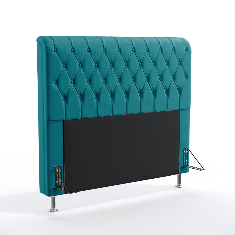 Cabeceira Estofada Para Cama Box Bellatrix 140 Para Cama de Casal Sued Azul Turquesa Aradecor