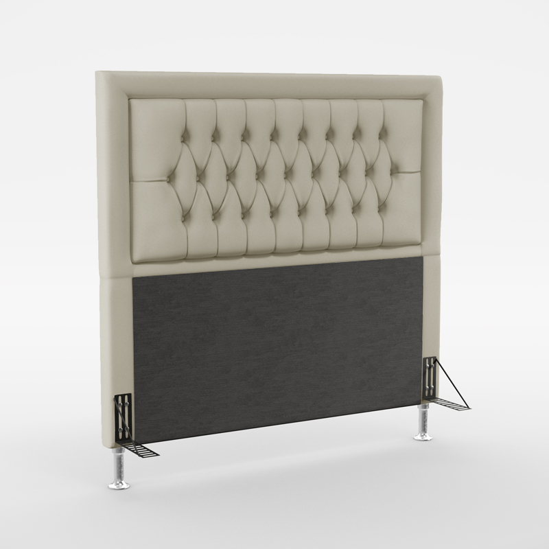 Cabeceira Estofada Pegasus 140 Para Cama de Casal Couro Artificial Bege Aradecor