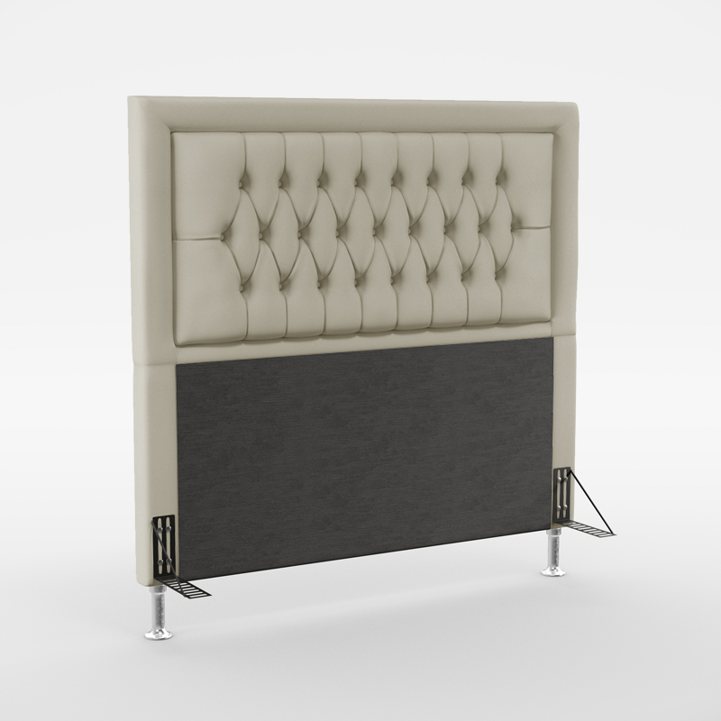 Cabeceira Estofada Pegasus 195 Para Cama King Couro Artificial Bege Aradecor