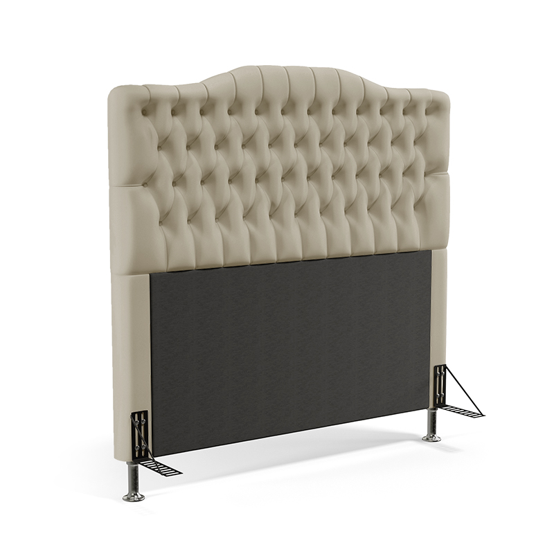 Cabeceira Estofada Pollux 195 Para Cama King Couro Artificial Bege Aradecor