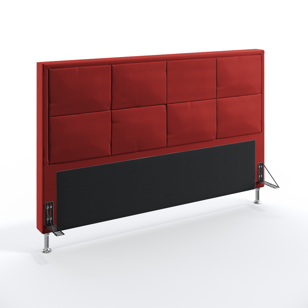 Cabeceira Maia 195 Decorativa de Cama King A-020 Couro Artificial Vermelho Aradecor