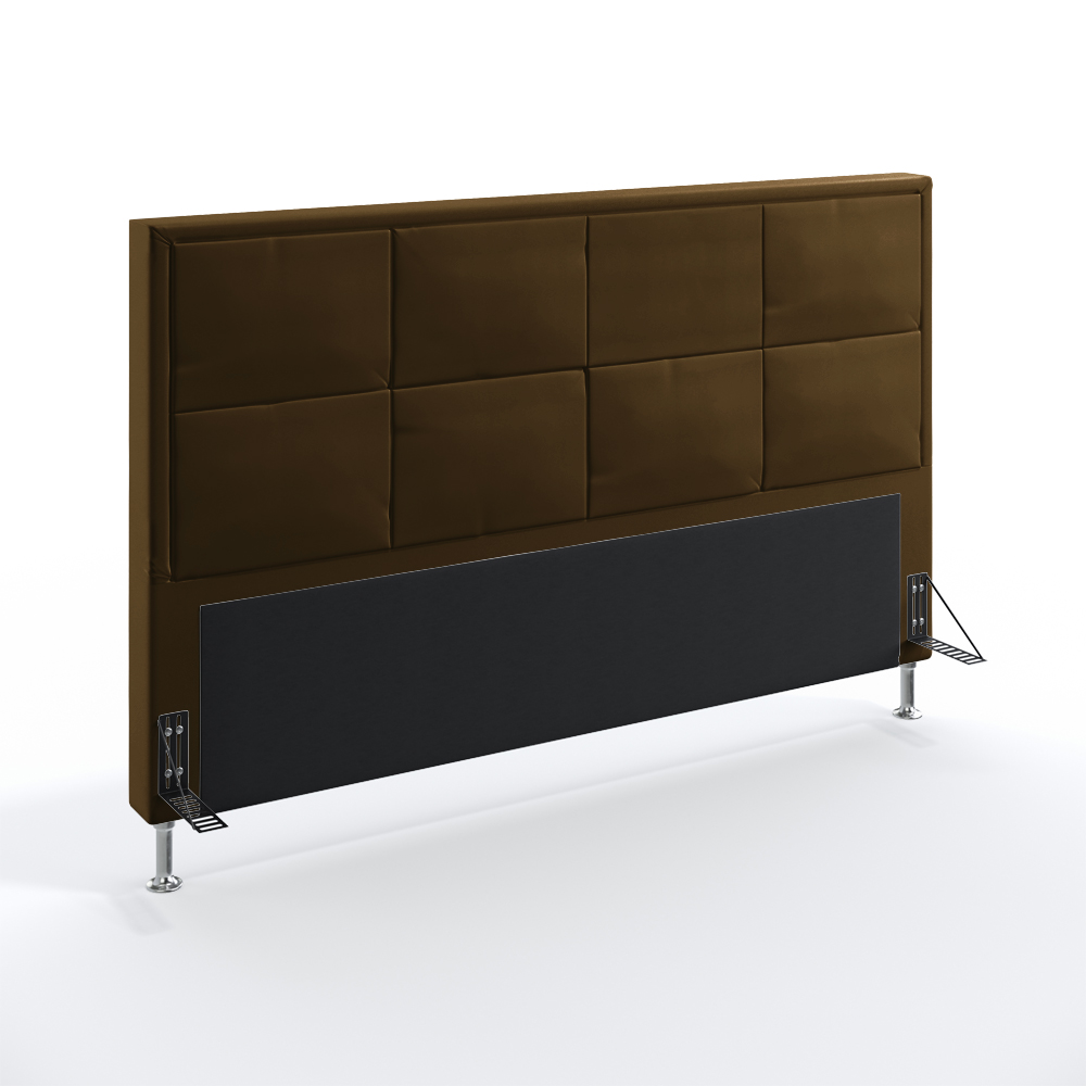 Cabeceira Maia 195 Decorativa de Cama King N-027 Veludo Marrom Chocolate Aradecor