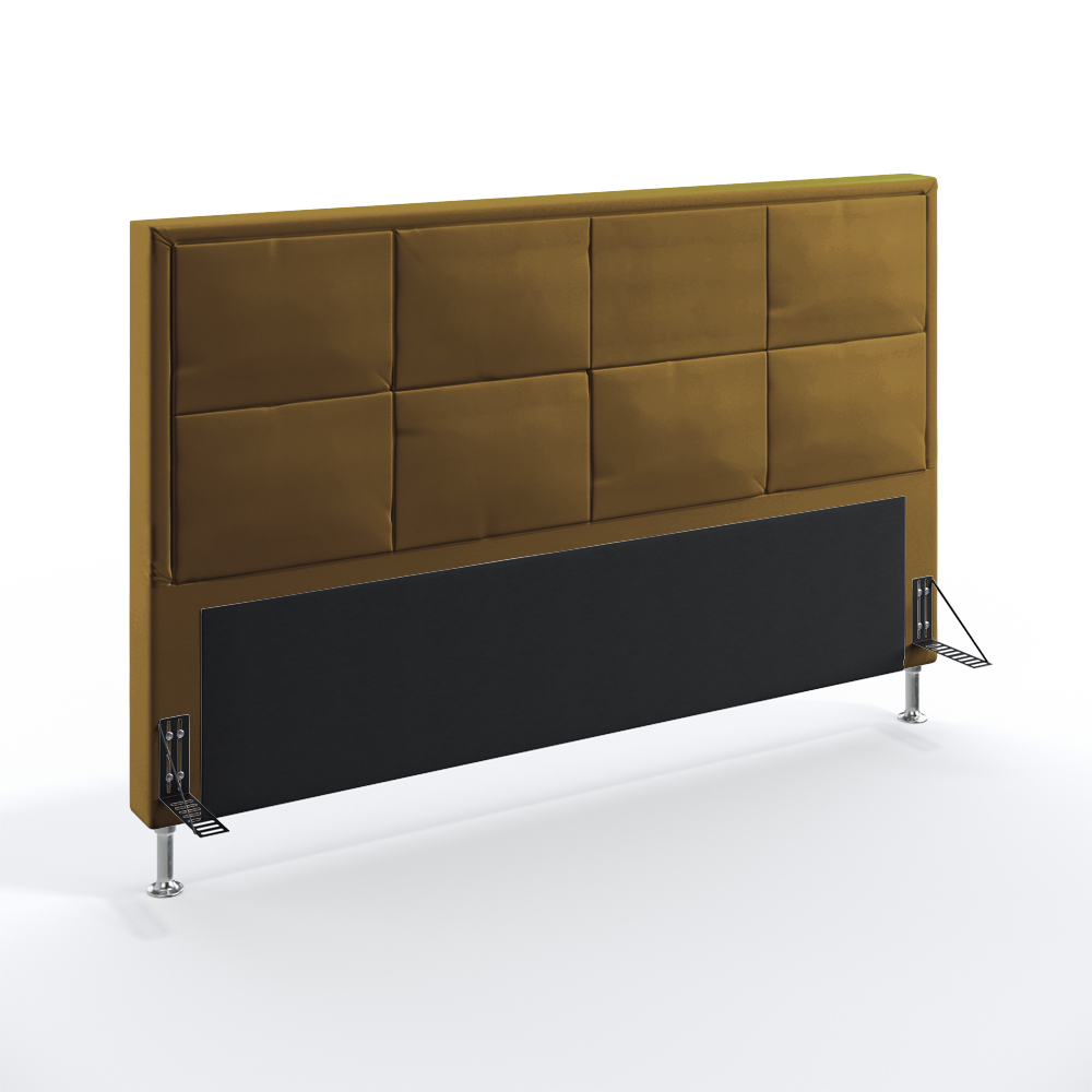 Cabeceira Maia 195 Decorativa de Cama King N-028 Veludo Marrom Claro Aradecor