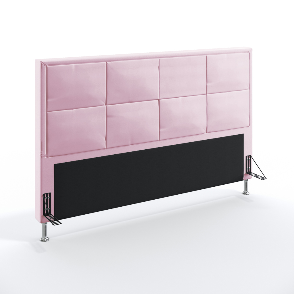 Cabeceira Maia 195 Decorativa de Cama King Z-021 Sued Rosa Bebê Aradecor