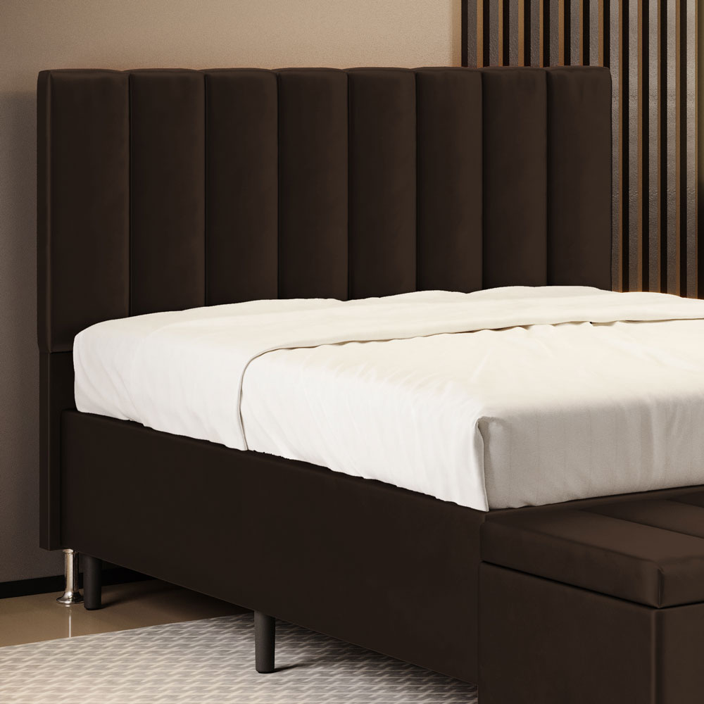 Cabeceira Nashira 140 para Cama de Casal N-027 Veludo Marrom Chocolate Aradecor