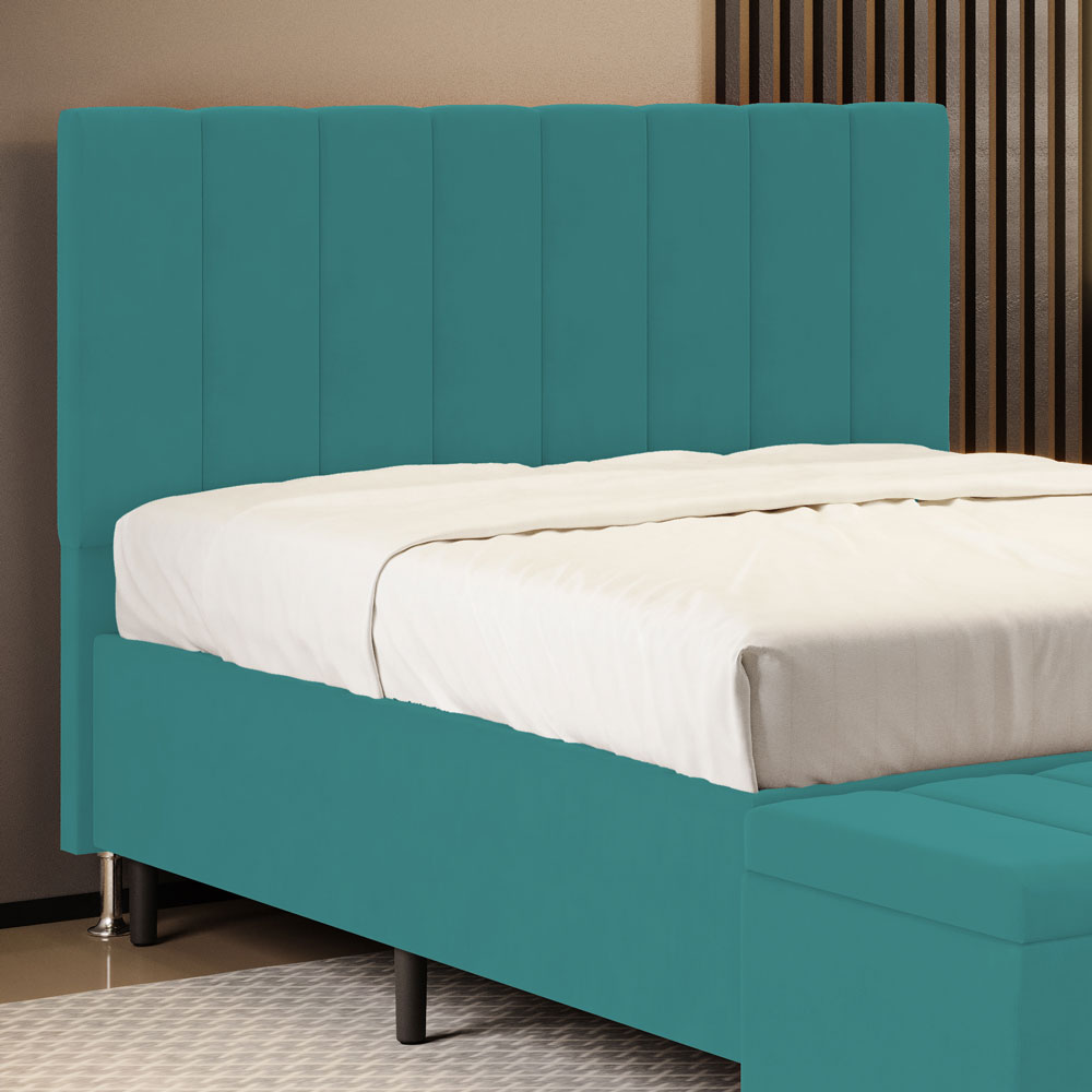 Cabeceira Nashira 140 para Cama de Casal Z-016 Sued Azul Turquesa Aradecor