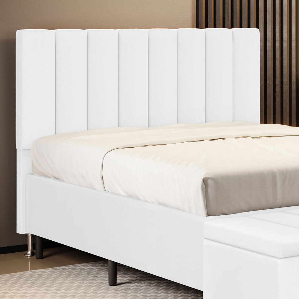 Cabeceira Nashira 195 para Cama King A-013 Couro Branco Aradecor