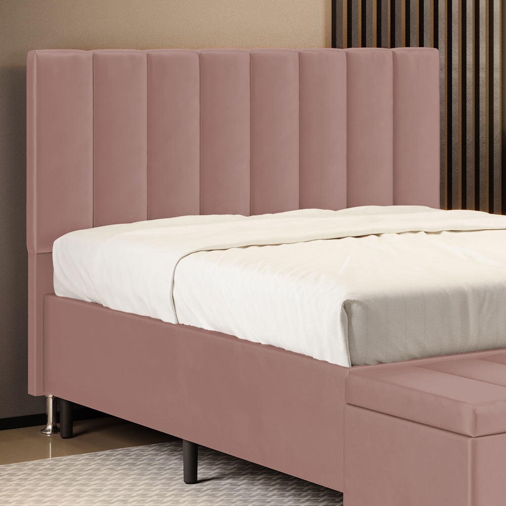 Cabeceira Nashira 195 para Cama King N-031 Veludo Rosê Claro Aradecor