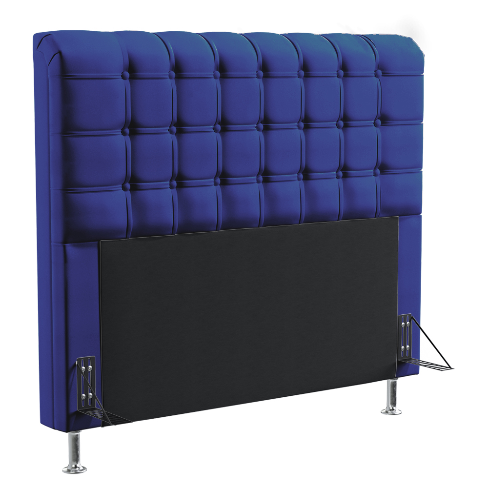 Cabeceira Rana 140 Decorativa de Cama Casal A-019 Couro Artificial Azul Aradecor