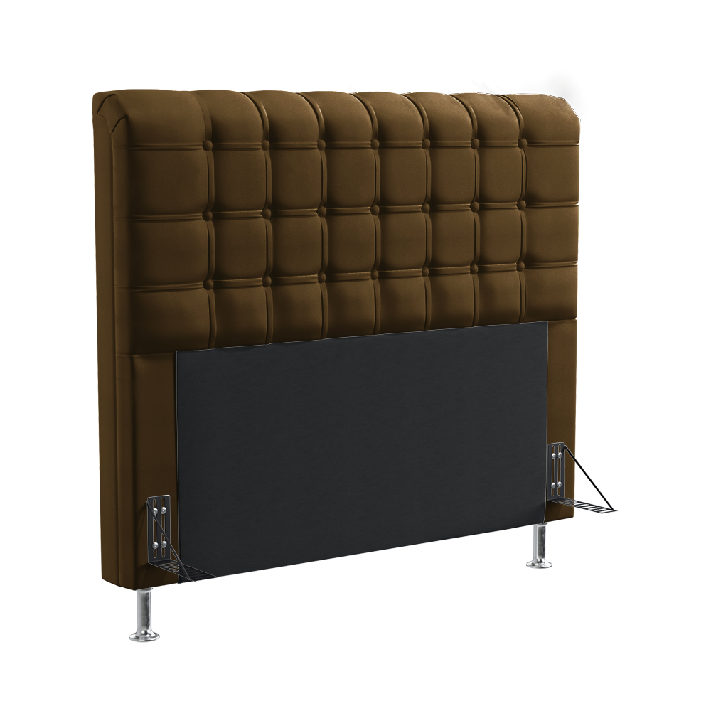 Cabeceira Rana 140 Decorativa de Cama Casal N-027 Veludo Marrom Chocolate Aradecor