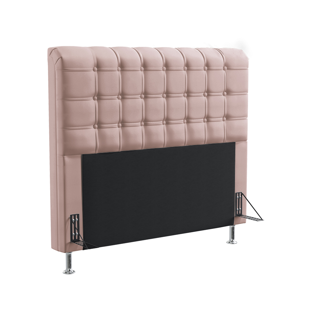 Cabeceira Rana 160 Decorativa de Cama Queen N-031 Veludo Rosê Claro Aradecor